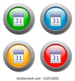 Calendar organizer  icon on buttons set. Vector illustration