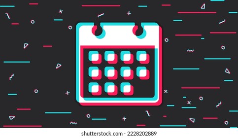 Calendar. Organizer. Scheduler. Glitch background with calendar. Vector illustration