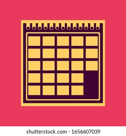 Calendar organizer. Simple orientation. brown vector calendar. pink, yellow background, twenty-three white squares.