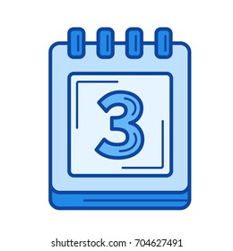 Vektorsymbol des Kalenderorganisators, einzeln auf weißem Hintergrund. Kalender-Veranstalter-Line-Symbol für Infografik, Website oder App. Blaues Symbol für ein Gittersystem.