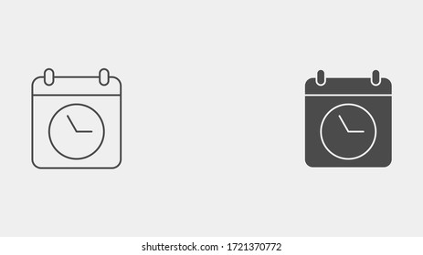 Calendar outline and filled vector icon sign symbol