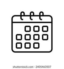 Calendar Outline Icon Isolated Vector Illustration