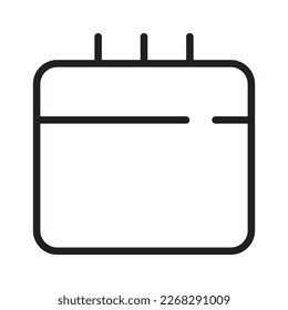 Icono de contorno de calendario, calendario lineal, transparente en blanco y negro
