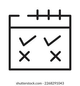 Icono de contorno de calendario, calendario lineal, transparente en blanco y negro