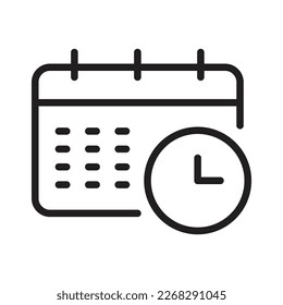 Calendar Outline Icon, Linear Calendar, Black and White Transparent