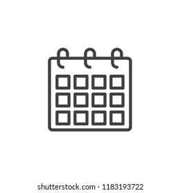 Calendar outline icon. linear style sign for mobile concept and web design. Schedule Agenda Diary simple line vector icon. Symbol, logo illustration. Pixel perfect vector graphics