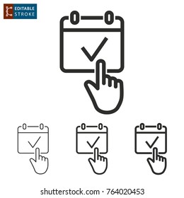 Calendar - outline icon on white background. Editable stroke. Vector illustration.