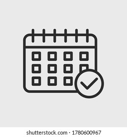 Calendar outline icon. Planner icon isolated on white background. Vector illustration