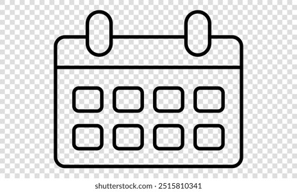 Icono de esquema del calendario. Icono del planificador de calendario. Ilustración vectorial aislada sobre fondo transparente
