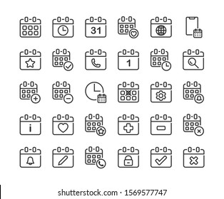 Calendar outline icon set. Vector and Illustration.