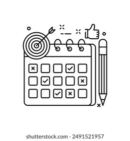Icono de esquema de calendario, Ilustración vectorial
