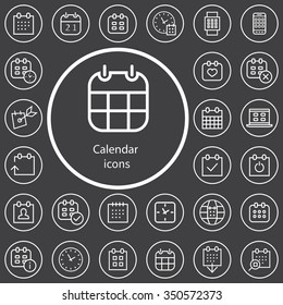 calendar outline, thin, flat, digital icon set for web and mobile