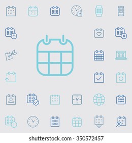 calendar outline, thin, flat, digital icon set for web and mobile