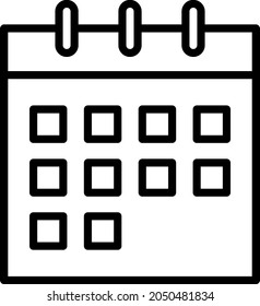 Calendar Outline Vector Icon Design
