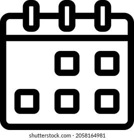 Calendar Outline Vector Icon Design
