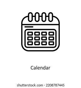 Calendar Outline Vector Icon Design illustration on White background. EPS 10 File