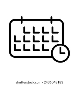 Icono de vector de contorno de calendario aislado sobre fondo blanco. Icono de línea de calendario para diseño web, móvil y ui