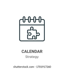 Calendar outline vector icon. Thin line black calendar icon, flat vector simple element illustration from editable strategy concept isolated stroke on white background