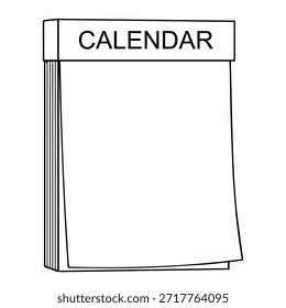 Ilustración vectorial de contorno de calendario, aislado sobre fondo blanco, vista superior