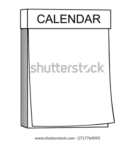 calendar outline vector illustration,isolated on white background,top view