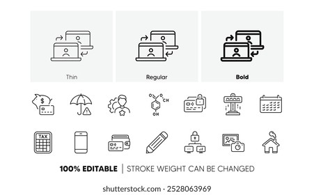 Calendar, Outsource work and Smartphone line icons. Pack of Pencil, Tax calculator, Home icon. Wallet, Lock, Risk management pictogram. Card, Attraction, Brand. Photo camera. Line icons. Vector