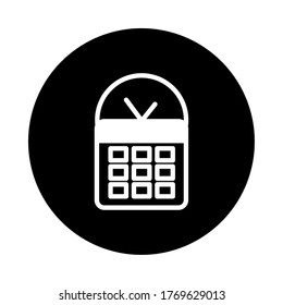 calendar over clock and white background, block style, vector illustration