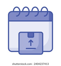 Kalender mit dem Symbol für das Paketkonzept, Paket-Plan, Vektordesign