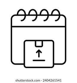 Calendar with package denoting concept icon of parcel date, parcel schedule vector design
