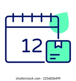 Calendar with package showing concept of parcel date