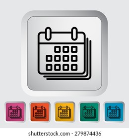 Calendar with padlock. Single flat icon on the button. Vector illustration.