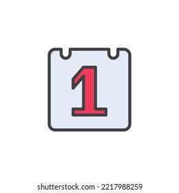 Calendar page 1 filled outline icon, line vector sign, linear colorful pictogram isolated on white. Symbol, logo illustration. Vector graphics