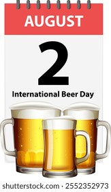 Calendar page with beer mugs and celebration theme