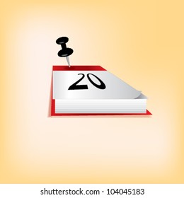 Calendar Page with Black Pushpin
