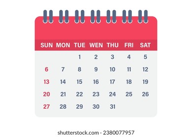 Calendar page blank flat style