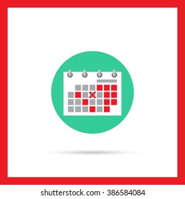 Calendar page with crossed date