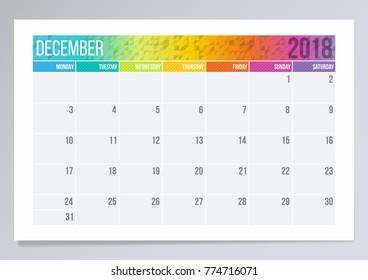Calendar page - December 2018