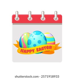 Calendar page for Easter Day. Happy Easter Day with coloring eggs for your greeting card,calendars, stickers or icons. Happy Easter Day