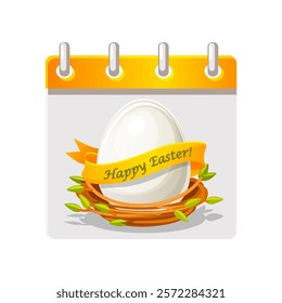 Calendar page for Easter Day. Happy Easter Day with egg in bird nest for your greeting card,calendars, stickers or icons. Happy Easter Day