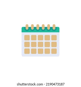 Calendar page flat icon, vector sign, organizer, reminder colorful pictogram isolated on white. Symbol, logo illustration. Flat style design