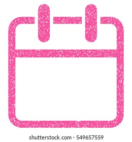 Calendar Page grainy textured icon for overlay watermark stamps. Flat symbol with dust texture. Dotted vector pink ink rubber seal stamp with grunge design on a white background.