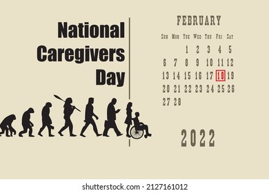 Calendar page with a calendar grid by dates for a holiday event - National Caregivers Day