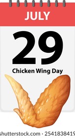 Calendar page highlighting Chicken Wing Day celebration