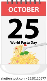 Página del calendario que destaca la celebración del Día Mundial de la Pasta