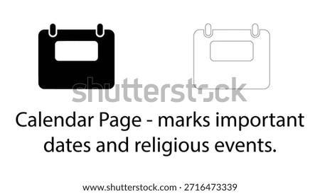 Calendar page icon marking important dates and religious events