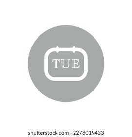 calendar page icon for Tuesday. Vector illustration schedule or planner button. Tue calendar binder page 