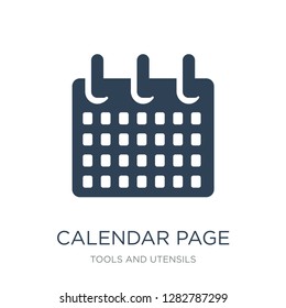 calendar page icon vector on white background, calendar page trendy filled icons from Tools and utensils collection, calendar page vector illustration