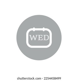 icono de la página de calendario del miércoles. símbolo de ilustración vectorial binador de calendario en contorno blanco en gris 
