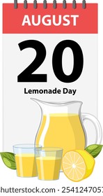 Calendar page with lemonade pitcher and glasses