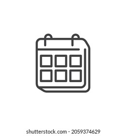 Calendar page line icon. linear style sign for mobile concept and web design. Organizer calendar outline vector icon. Symbol, logo illustration. Vector graphics