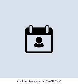 Calendar page with man. vector icon